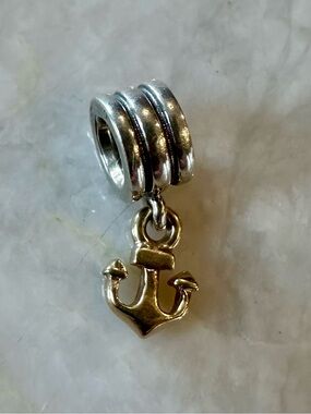 Pandora Sterling Silver and 14k solid gold retired Anchor charm